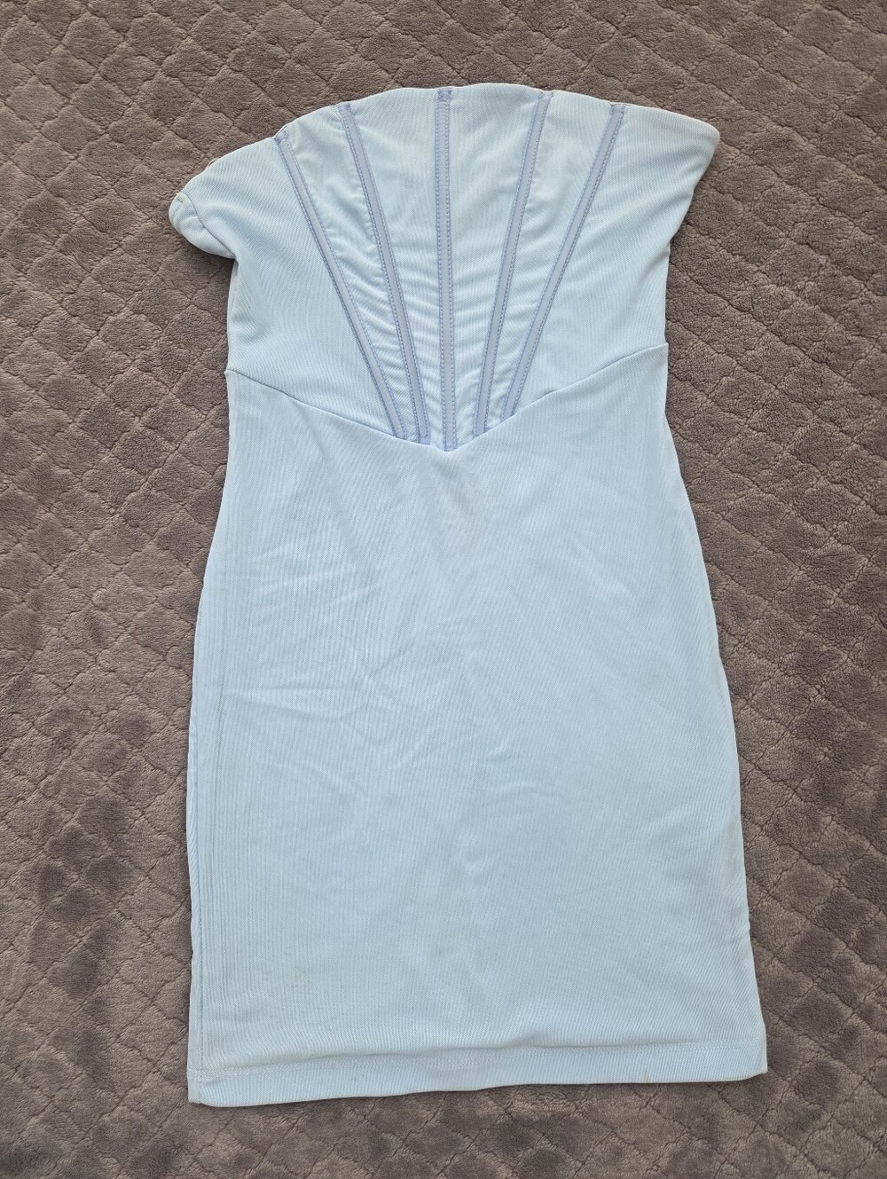 Hello Molly Light Blue Strapless Corset Mesh Mini Dress - Size S (US 4)